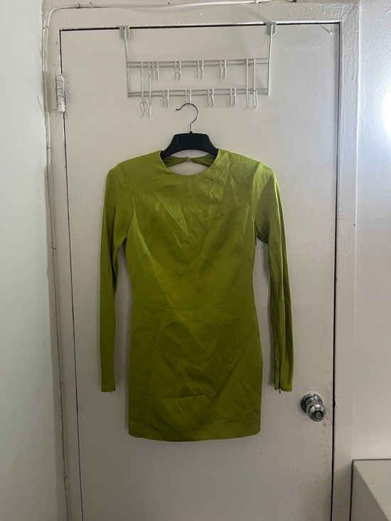 Mango Dresses & Skirts - Mango Fitted Long-Sleeve Lime Green Sheath Dress